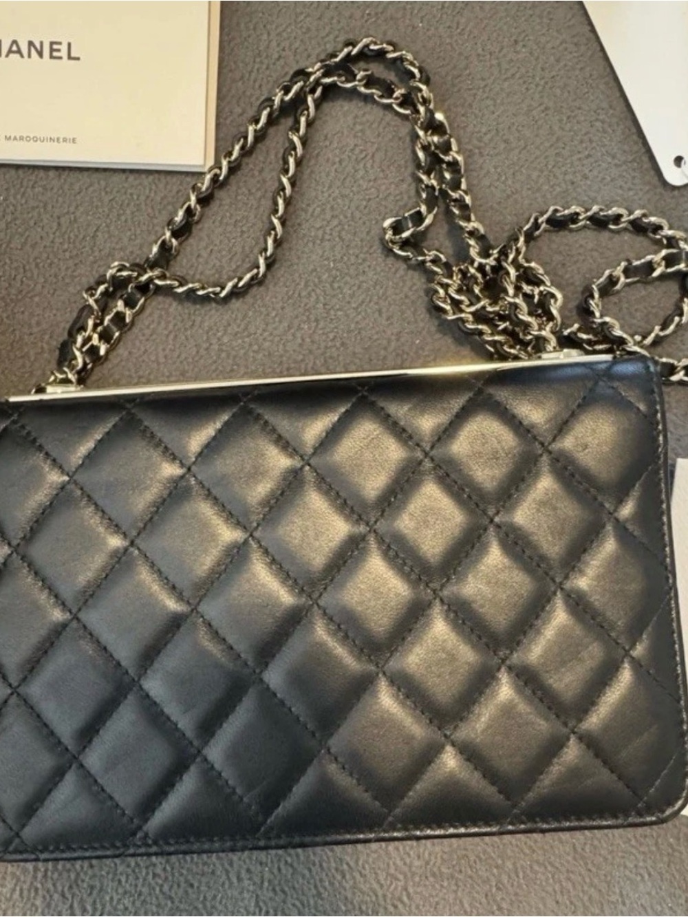 CHANEL Black Quilted Lambskin Shoulder Bag with Gold Hardware - Picture 6 of 11